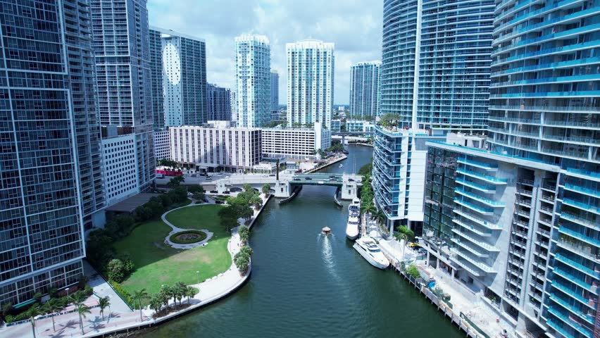 Downtown District At Miami Florida United States. Cityscapes City Aerial. Business Clouds Downtown Cityscape. Business Outdoor Downtown District Panorama. Business Cityscape Building Architecture.