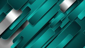 Turquoise and metallic stripes abstract technology background. Seamless looping geometry motion design. Video animation Ultra HD 4K 3840x2160