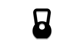 Black Kettlebell icon isolated on white background. Sport equipment. 4K Video motion graphic animation.