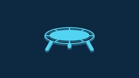 Blue Jumping trampoline icon isolated on blue background. 4K Video motion graphic animation.