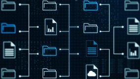 futuristic holographic interface of a file manager, folder structure with documents and data scanning, digital document storage software, cloud database, search and manage documents,paperless office - Powered by Shutterstock - Get 15% off with code: PIKWIZARD15