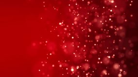 Vertical video animation of golden light shine particles bokeh over red background - abstract particles background