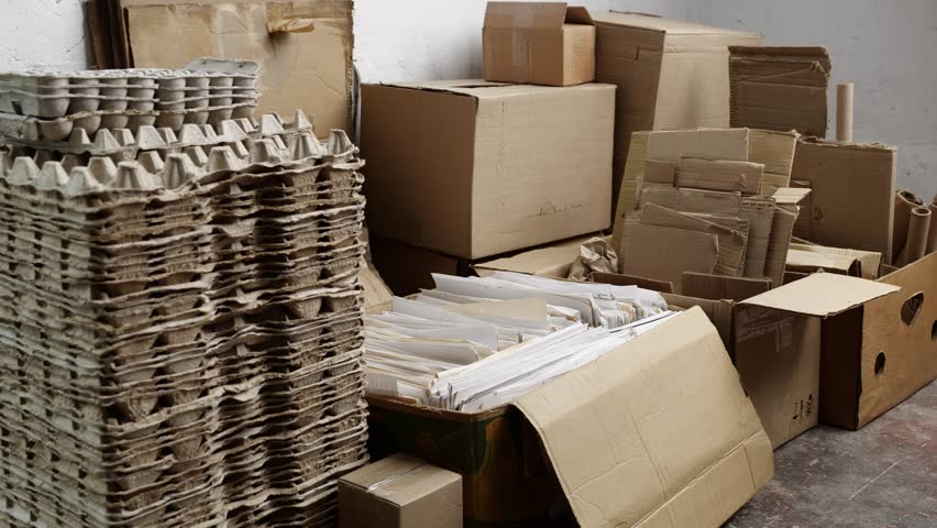 Paper Recycling. Collecting and sorting discarded paper and paperboard to send to recycling facilities Royalty-Free Stock Footage #1104183205