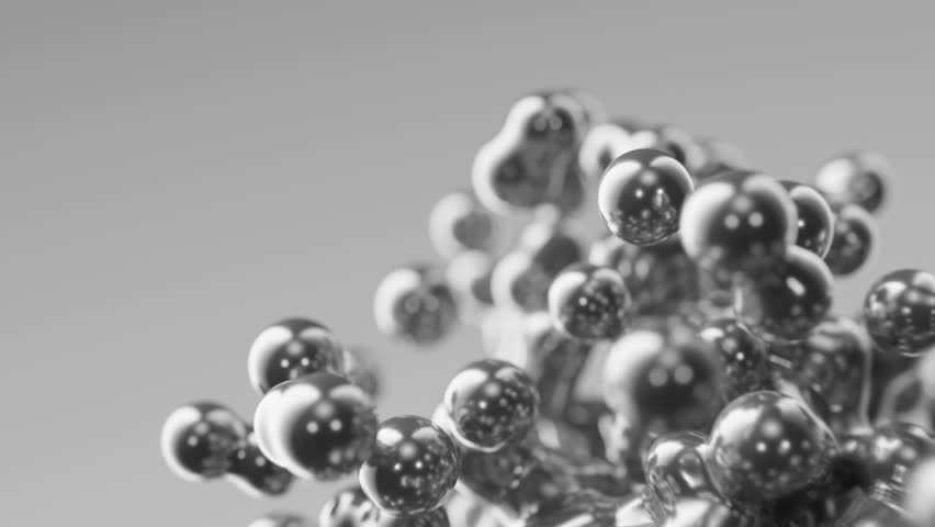 Seamless 3D render animation abstract silver metallic gray morphing slow motion moving molecules metaballs meta balls monochrome art bubbles spheres liquid metal mercury background backdrop wallpaper Royalty-Free Stock Footage #1104188489