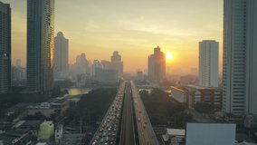 The view of the busiest road and sunrise 4K video