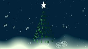 Green Christmas tree with stars appears with festive greetings snowflakes background animation 4k - Powered by Shutterstock - Get 15% off with code: PIKWIZARD15