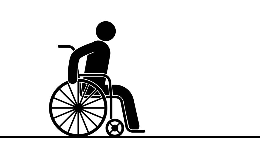 Person with disabilities in a wheelchair. Accessible environment for people with disabilities. Animated pictogram | Shutterstock HD Video #1104207541