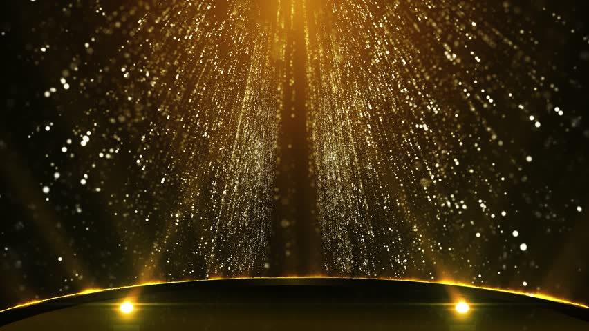 Stage Golden Awards with sliding spotlights, Particle Background Loop Royalty-Free Stock Footage #1104208999