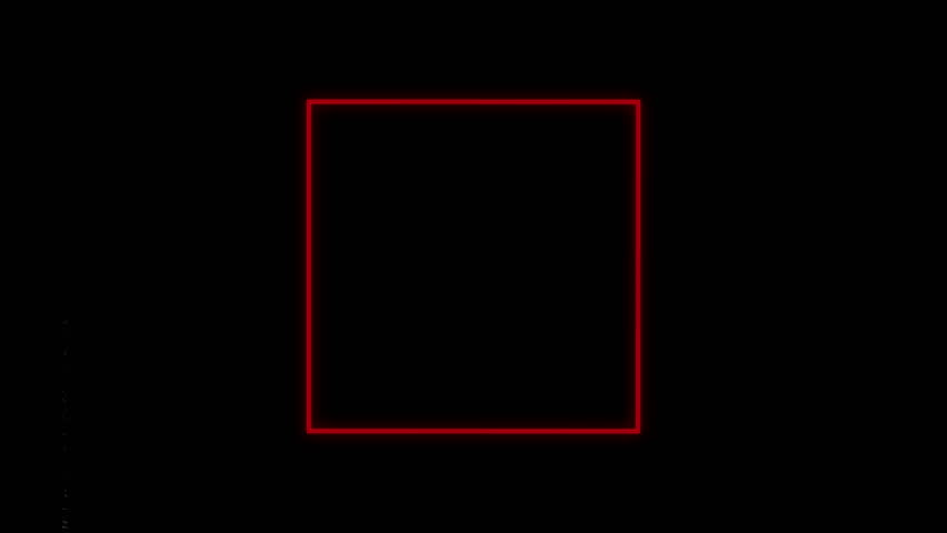Glowing neon red square frame pulsating on black background with noise vertical lines effect. Animation fluorescent light laser lines background luminous banner animation LED. Useful for night club de | Shutterstock HD Video #1104210169