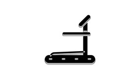 Black Treadmill machine icon isolated on white background. 4K Video motion graphic animation.