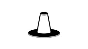 Black Traditional korean hat icon isolated on white background. 4K Video motion graphic animation.