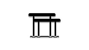 Black Gymnastics equipment uneven bars icon isolated on white background. 4K Video motion graphic animation.
