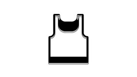 Black Sleeveless sport t-shirt icon isolated on white background. 4K Video motion graphic animation.
