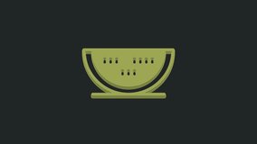 Green Watermelon icon isolated on black background. 4K Video motion graphic animation.