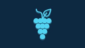 Blue Bunch of grapes icon isolated on blue background. 4K Video motion graphic animation.