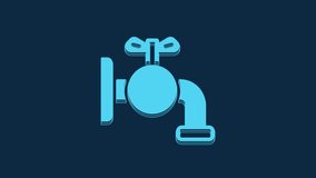 Blue Tap for a barrel icon isolated on blue background. 4K Video motion graphic animation.