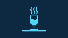 Blue Wine tasting, degustation icon isolated on blue background. Sommelier. Smells of wine. 4K Video motion graphic animation.
