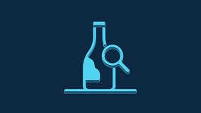 Blue Bottle of wine icon isolated on blue background. Details about wine. 4K Video motion graphic animation.