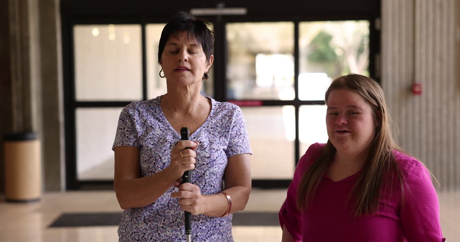 two women spending a time together in the lobby