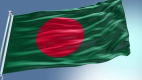 Bangladesh flag is waving 3D animation. BD flag waving in the wind.  National flag of Bangladesh. seamless loop animation.