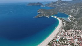 Kumburnu - Oludeniz Beach Drone Video, Aegean Sea Islands Fethiye, Mugla Turkey (Turkiye)