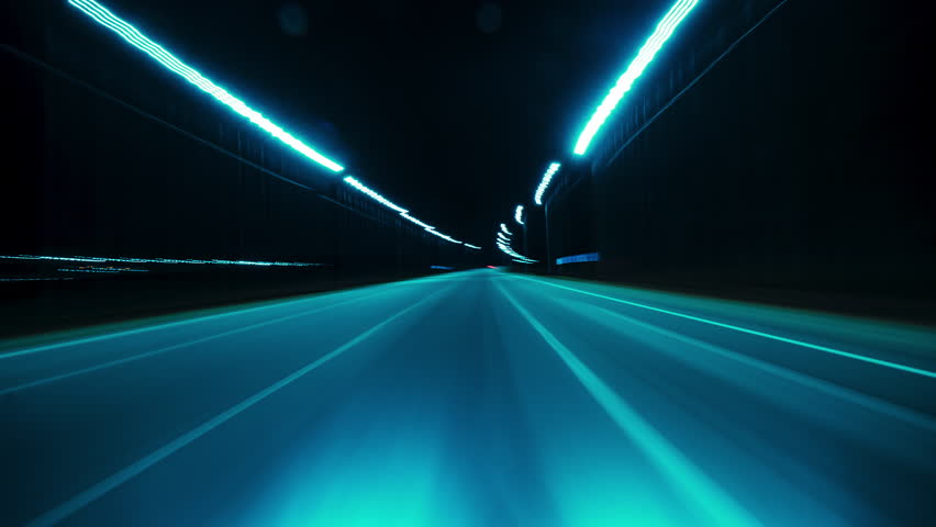 Time Lapse Driving Car On Highway At Dark POV. Hyper Lapse. Street Lights. Night, Camera In Front, Windshield Reference. POV Futuristic Cityscape Royalty-Free Stock Footage #1104230113