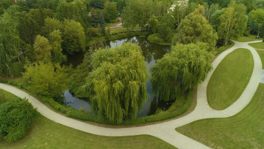 Playground Park On The Island Pila Park Na Wyspie Korona Aerial View Poland