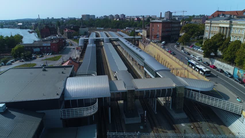 Main Train Station Szczecin Dworzec Glowny Aerial View Poland