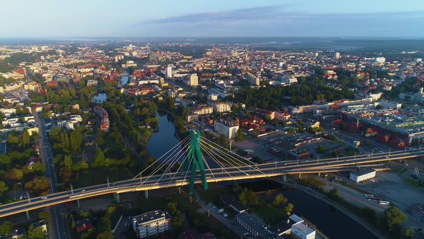 Bridge Most Uniwersytecki River Rzeka Brda Bydgoszcz Aerial View Poland