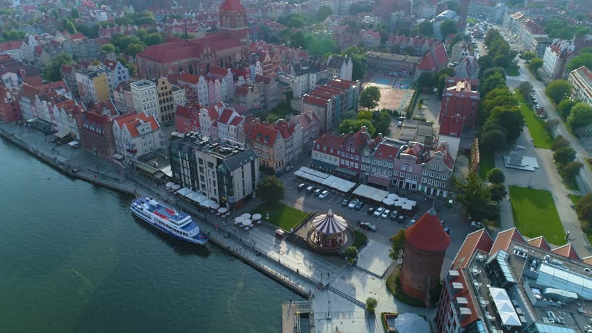 Carousel Motlawa Fish Market Gdansk Karuzela Targ Rybny Aerial View Poland