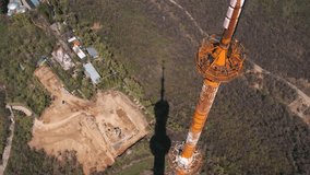 kok tobe tower in almaty view from a drone