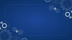 Gear, mechanical blueprint Background video, Abstract Technology Background, Abstract Working Process. gear rotating animation with 2D concept,Gear wheel animated background with blue color. Cogwheel.