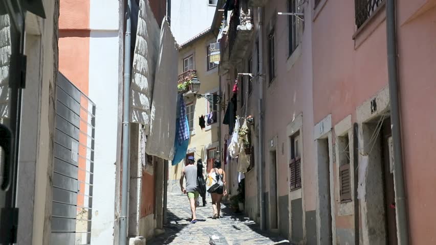 Shopping street around Saint George castle, Lisbon