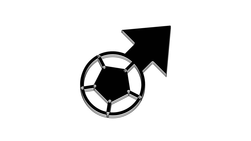 Black Soccer football ball icon isolated on white background. Sport equipment. 4K Video motion graphic animation.