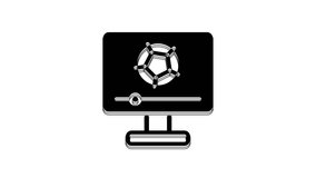 Black Football soccer match on TV icon isolated on white background. Football online concept. 4K Video motion graphic animation.