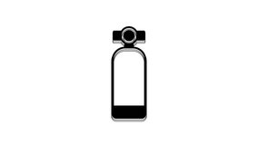 Black Aqualung icon isolated on white background. Oxygen tank for diver. Diving equipment. Extreme sport. Diving underwater equipment. 4K Video motion graphic animation.