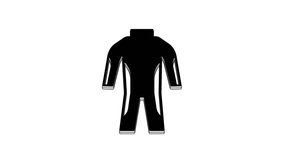 Black Wetsuit for scuba diving icon isolated on white background. Diving underwater equipment. 4K Video motion graphic animation.