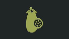 Green Eggplant icon isolated on black background. 4K Video motion graphic animation.