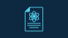 Blue Chemistry report icon isolated on blue background. 4K Video motion graphic animation.