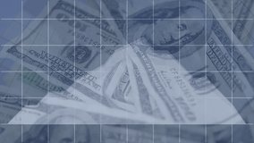 Animation of euro symbol with increasing percentage and waving eu flag against spinning dollar bills. Global economy and business technology concept - Powered by Shutterstock - Get 15% off with code: PIKWIZARD15