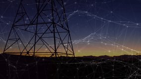Animation of network of connections with data processing over pylon. Global business and digital interface concept, digitally generated video. - Powered by Shutterstock - Get 15% off with code: PIKWIZARD15