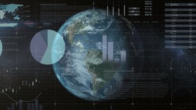 Animation of financial data processing over globe. Global business, finances, computing and data processing concept digitally generated video. - Powered by Shutterstock - Get 15% off with code: PIKWIZARD15