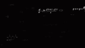 Animation of mathematical equations, formulas and diagrams floating against black background. School and education concept - Powered by Shutterstock - Get 15% off with code: PIKWIZARD15