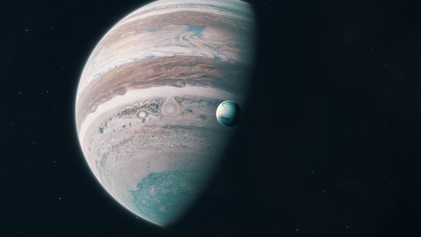 Approaching Moon Ganymede and Jupiter | Shutterstock HD Video #1104277109