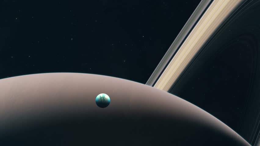 Approaching Moon Titan and Saturn | Shutterstock HD Video #1104279753