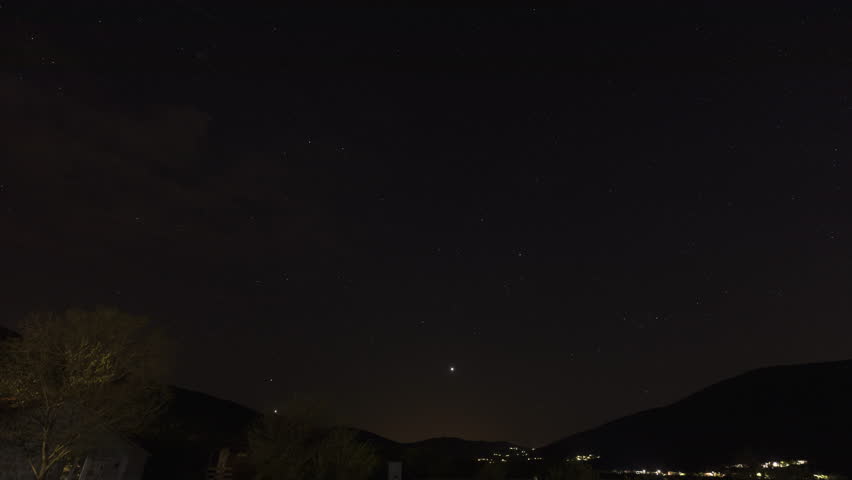Timelapse shot of the night sky near a small town | Shutterstock HD Video #1104281747