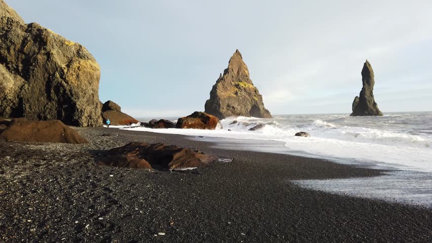 Reynisfjara Beach, Iceland (Sudurland), Europe. | Shutterstock HD Video #1104286973