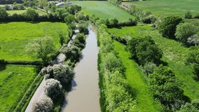 Drone footage over fields and rivers