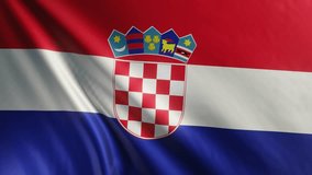 Croatia flag, Croatia Background, Croatia flag waving in the wind. The national flag of Croatia, Official colors and Proportion Correctly flag seamless loop animation. 4K video, Closeup.