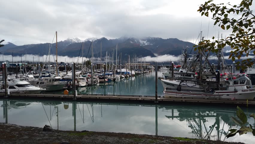 Seward Boat Harbor from above.city Seward, Alaska. Seward Boat Harbor from above.